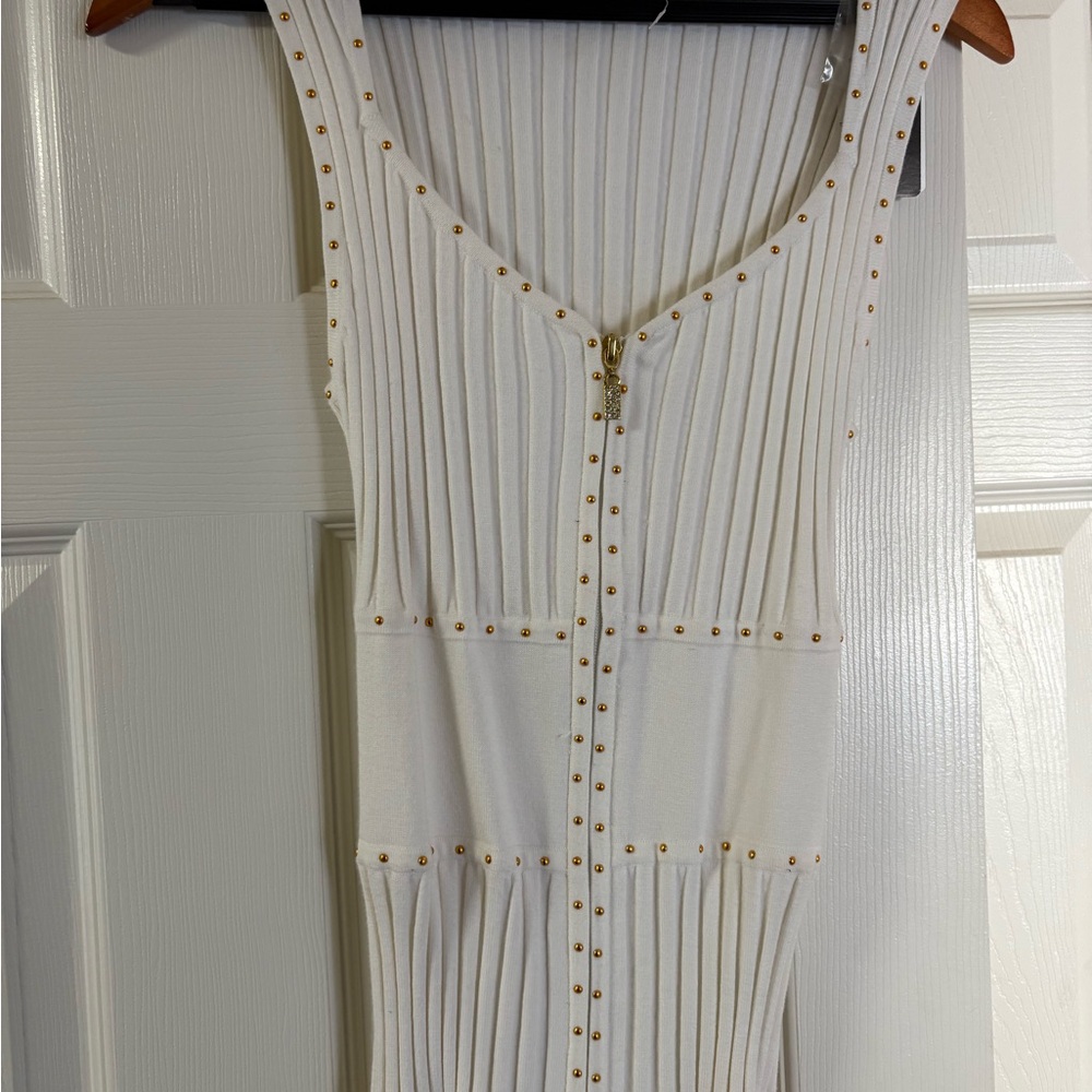 Bellini White Sleeveless with Gold Studs